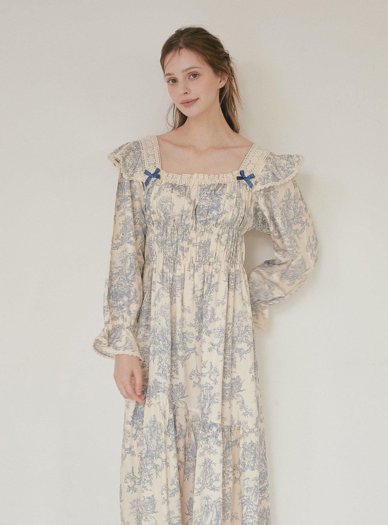 Versailles Modal Cotton Square - Neck Nightdress – 2 Colors - premium Korean sleepwear by LUNALUZ