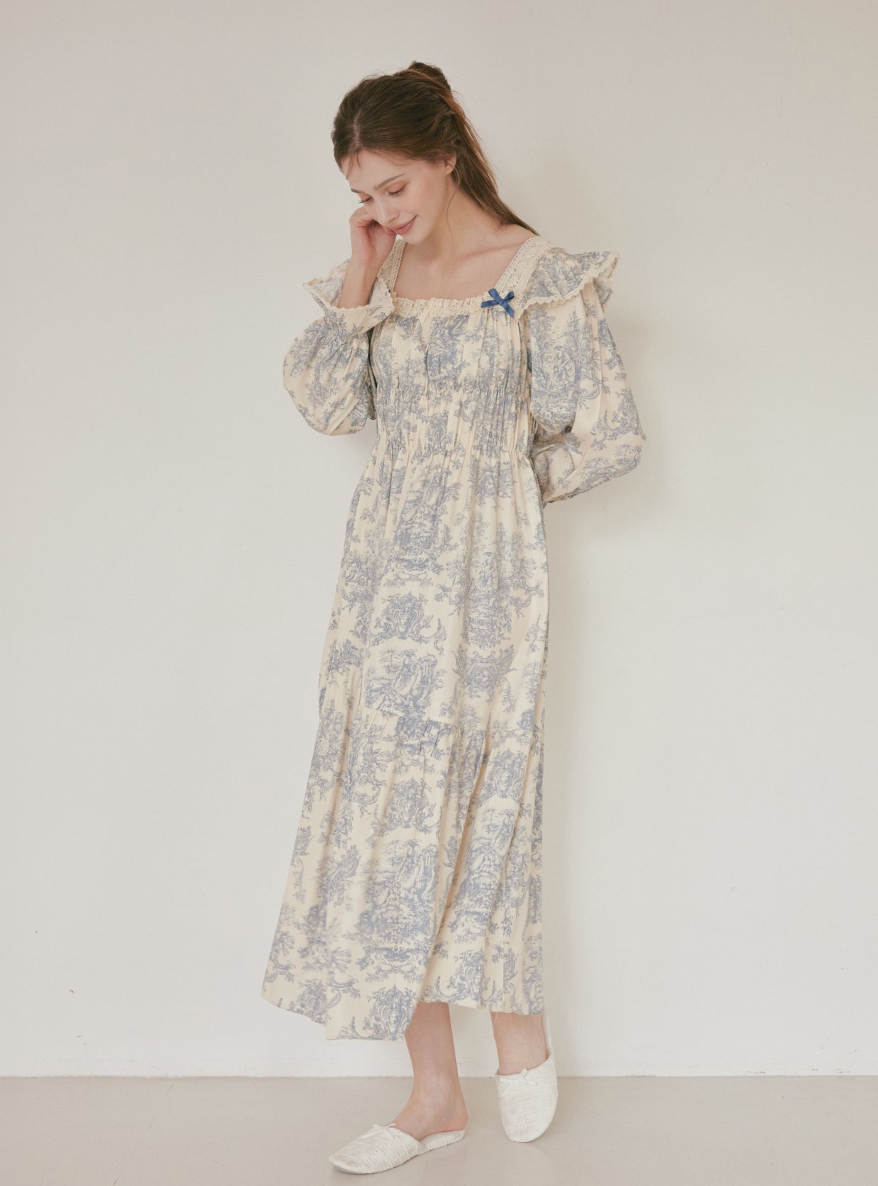 Versailles Modal Cotton Square - Neck Nightdress – 2 Colors - premium Korean sleepwear by LUNALUZ