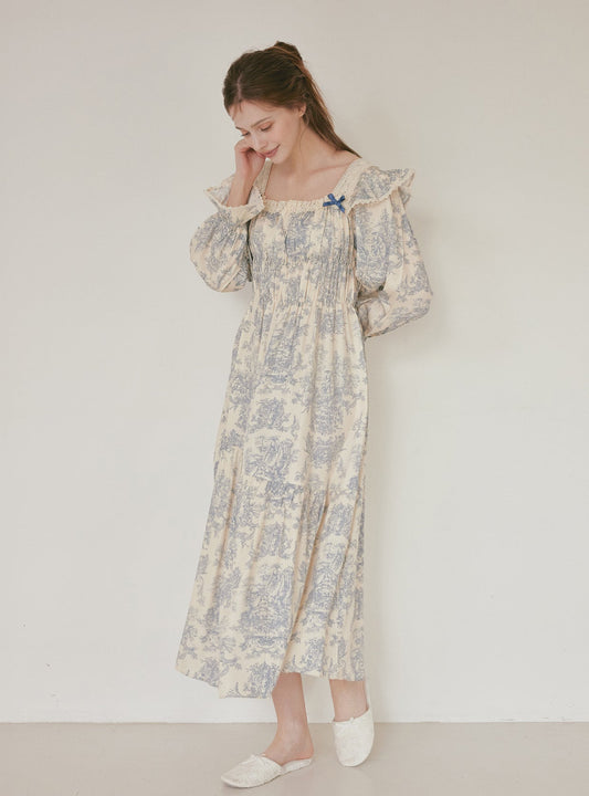 Versailles Modal Cotton Square - Neck Nightdress – 2 Colors - premium Korean sleepwear by LUNALUZ