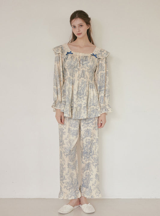 Versailles Modal Cotton Two - Piece Pajama Set – 2 Colors - premium Korean sleepwear by LUNALUZ