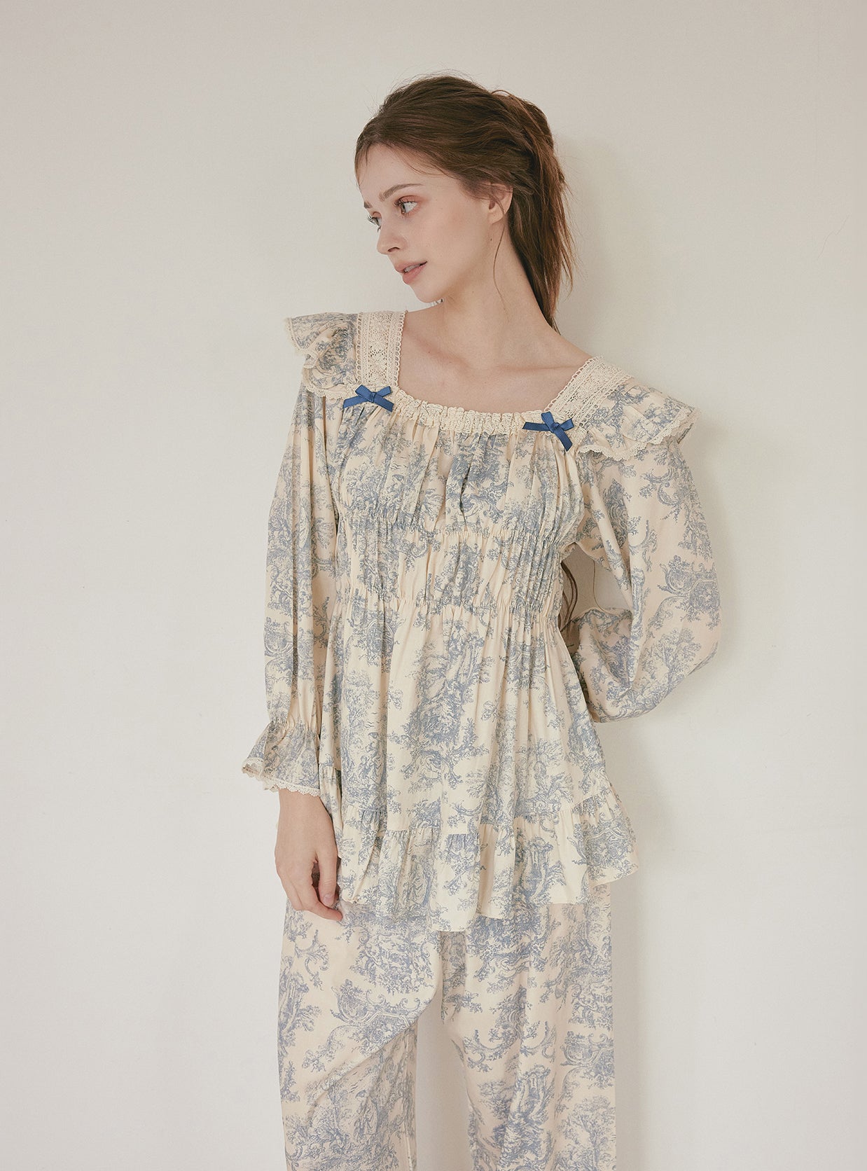 Versailles Modal Cotton Two - Piece Pajama Set – 2 Colors - premium Korean sleepwear by LUNALUZ