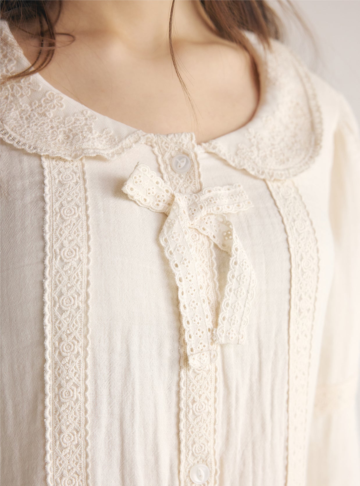 Zeta Cotton Long - Sleeve Shirt Nightdress - premium Korean sleepwear by LUNALUZ